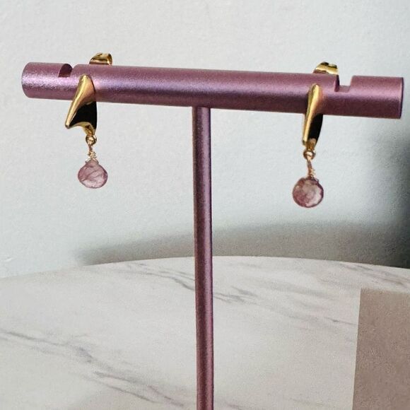 Alexas Bittar Asterales Thorn 14K Goldplated & Pink Tourmaline Drop Earrings NWT - Picture 8 of 16